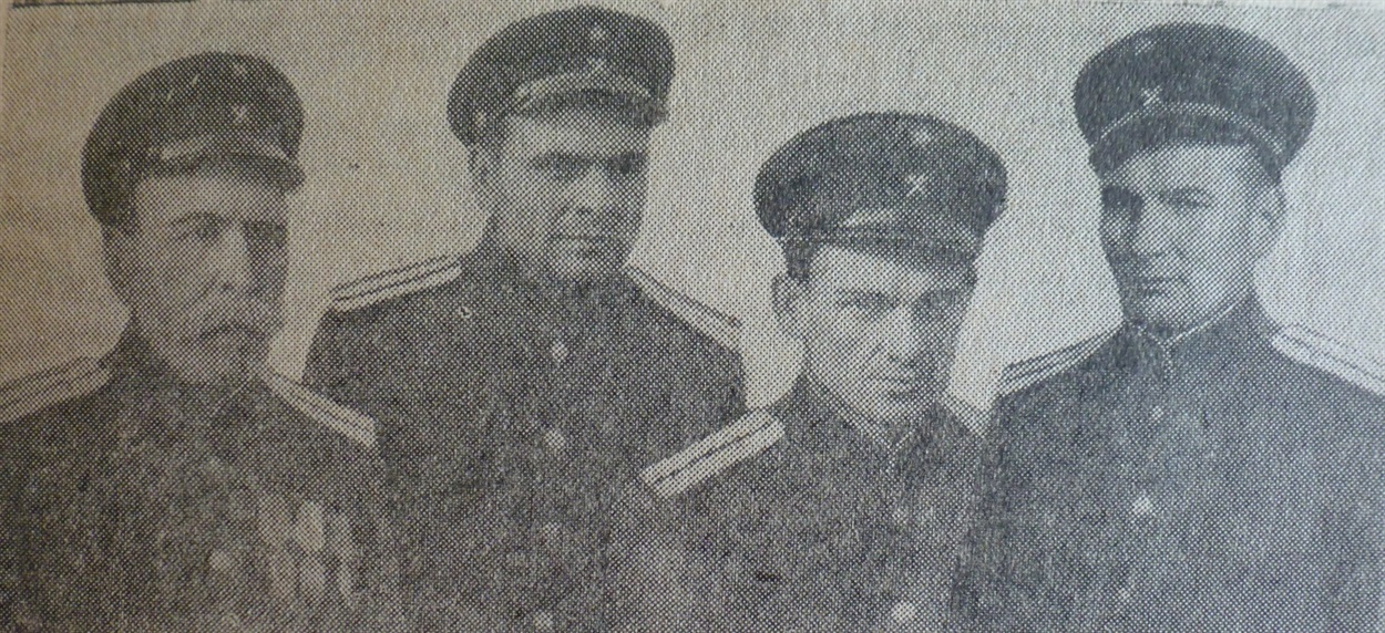 Зліва направо: залізничники І. Т. Костишин, Г. Х. Зикін, О. П. Охримчук і А. Л. Шалухін
