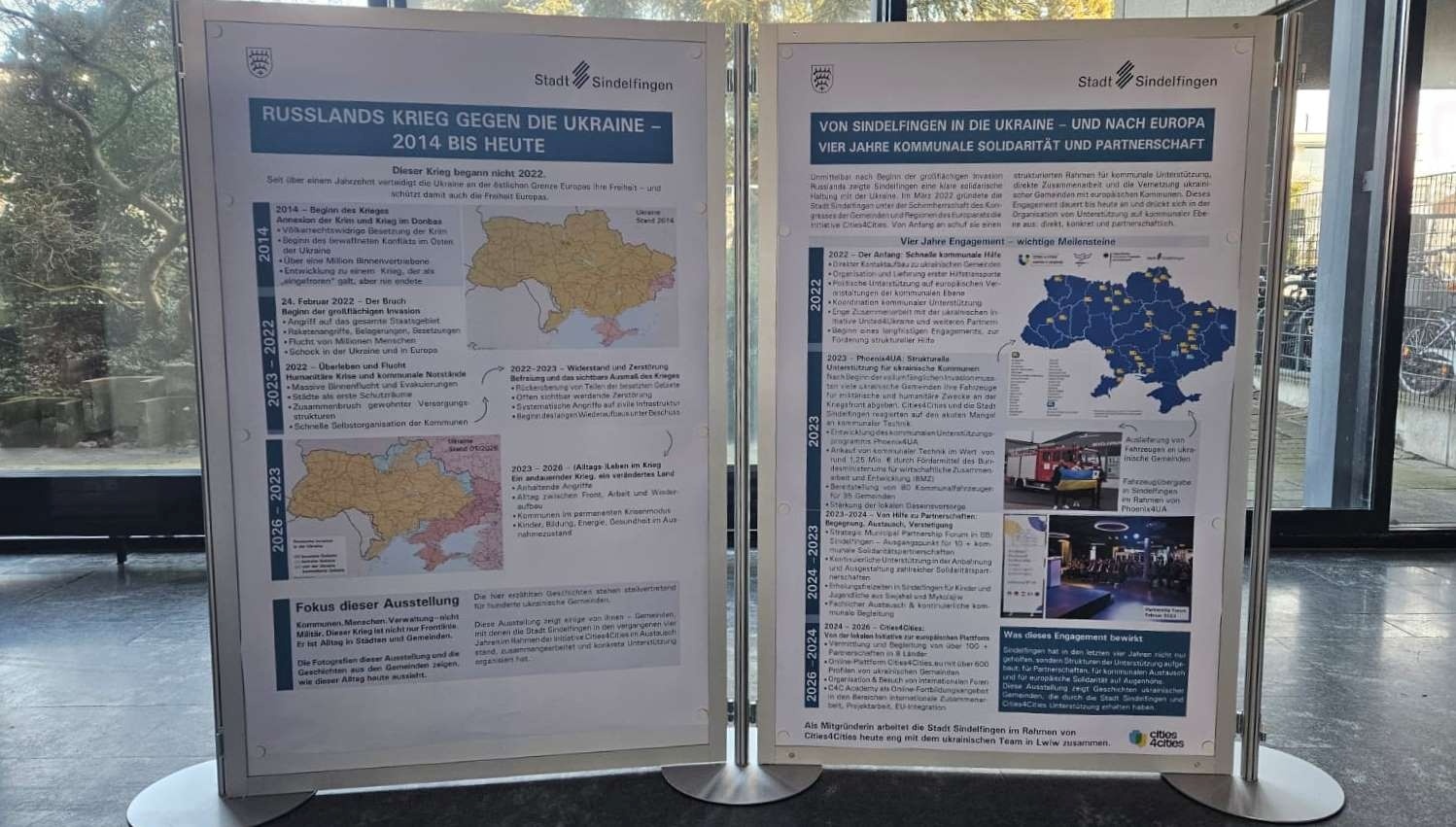 Звягель – першим стендом: у німецькому Зіндельфінгені показують виставку про життя під час війни